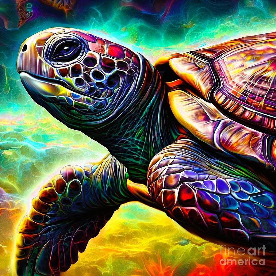 Fantasy Sea Turtle 3 Digital Art by Julie Kaplan - Fine Art America