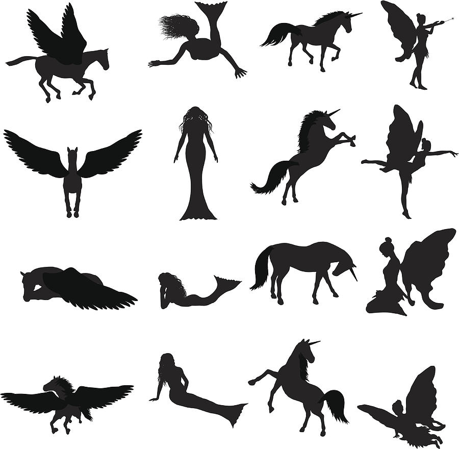 Fantasy Silhouette Collection (vector+jpg) Drawing by Hypergon