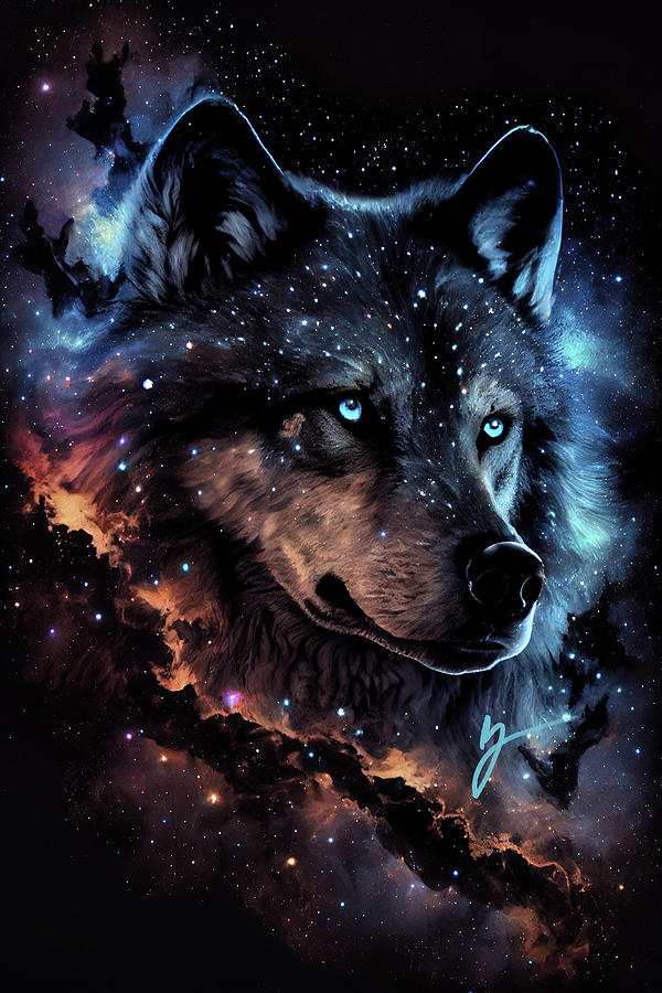 Fantasy Space Wolf Painting by Greg Collins - Pixels
