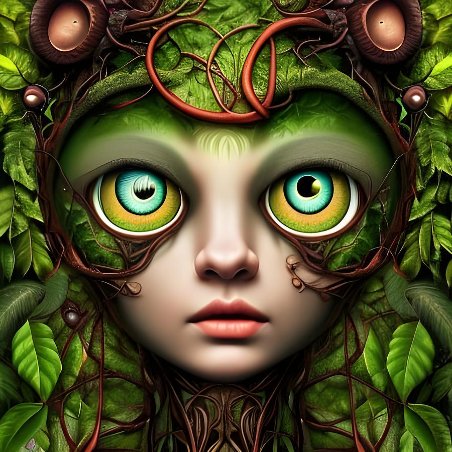 Fantasy Forest Creature SPROUT Mixed Media by Lesa Fine