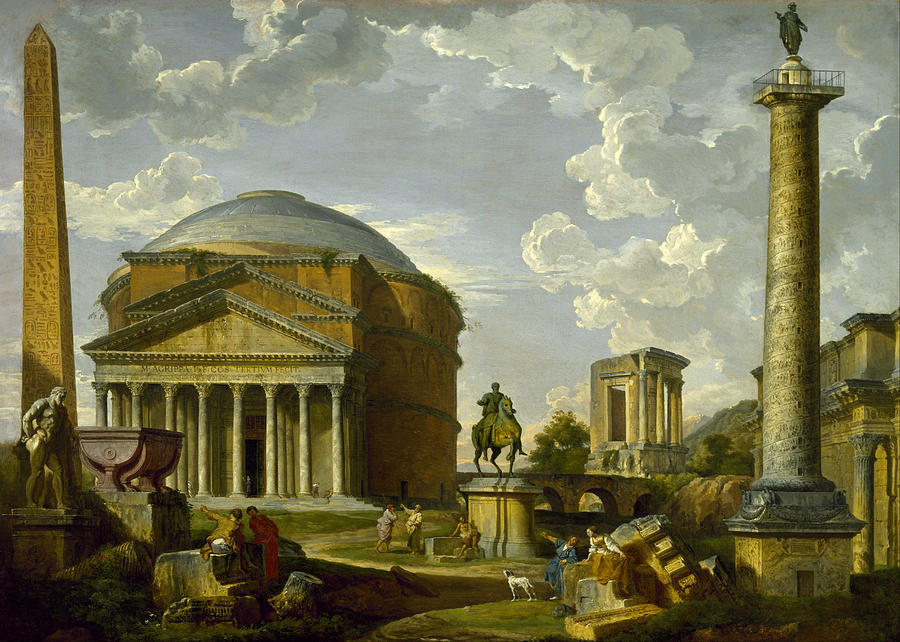 Fantasy View with the Pantheon and other Monuments of Ancient Rome Photograph by Paul Fearn