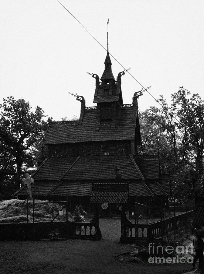 Old Photograph - fantoft Old Stave Church, near Bergen, Norway  in the late 90s from an old film scan by Joe Fox