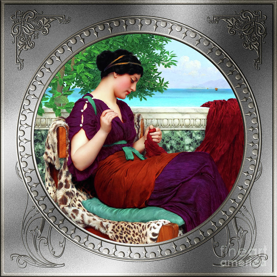 Far Away Thoughts c1911 by John William Godward Fine Art Xzendor7 Old Masters Reproductions Painting by Rolando Burbon