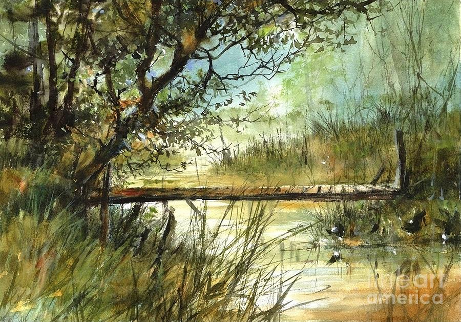 Pond Painting - Far From Noise by Suzann Sines Pond Painting - Far From Noise by Suzann Sines