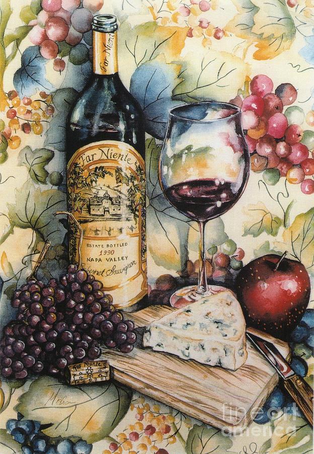 Wine Painting - Far Niente Still Life with Grapes by Misha Ambrosia