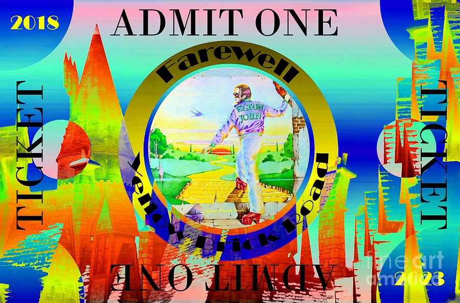 Farewell Yellow Brick Road world tour ticket art Mixed Media by David Lee Thompson