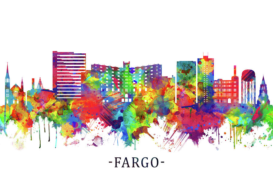 Fargo North Dakota Skyline Mixed Media