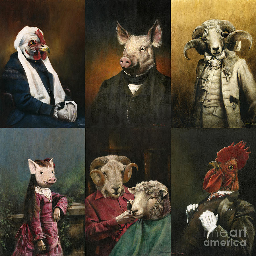 Farm Animal Characters Painting by Michael Thomas