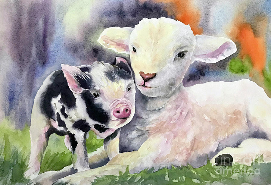 Farm Animal Friends Painting by Hilda Vandergriff