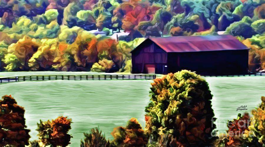 Farm Fall Foliage Painting by CAC Graphics