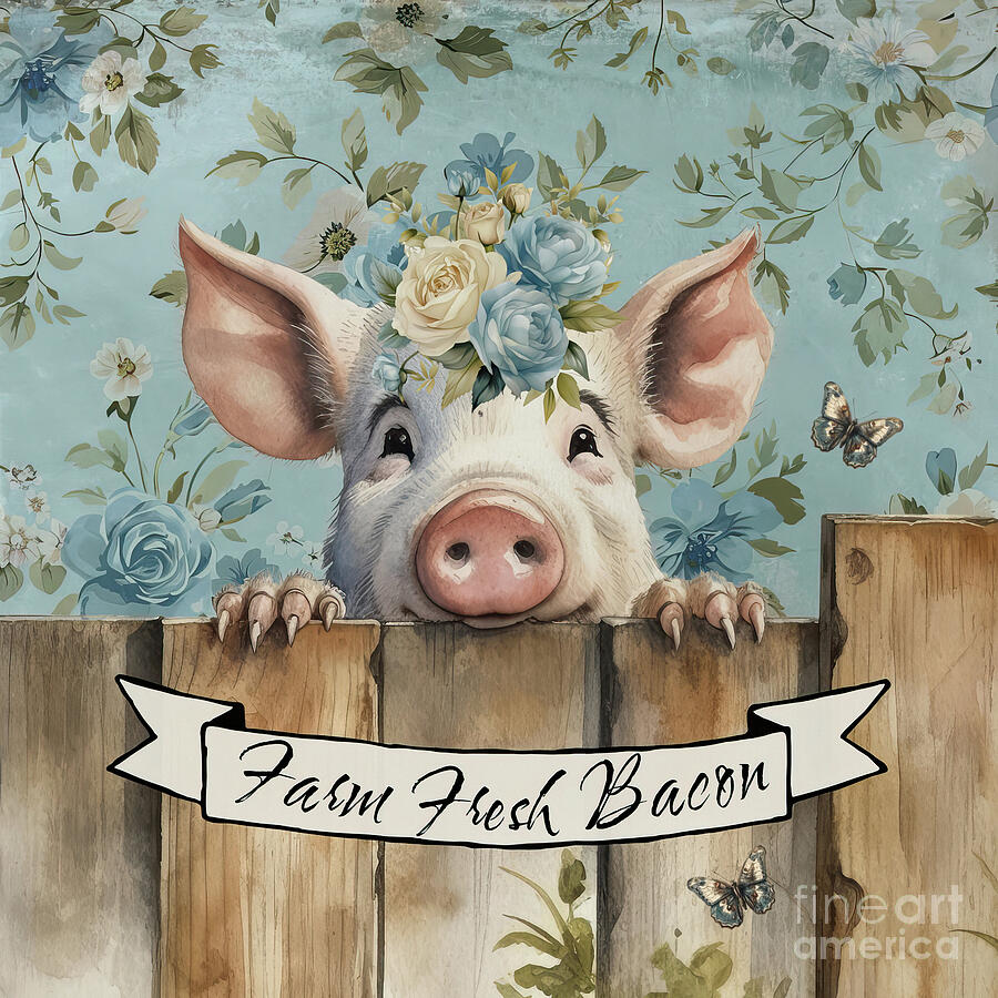 Farm Fresh Bacon Pig 2 Painting by Tina LeCour Farm Fresh Bacon Pig 2 Painting by Tina LeCour