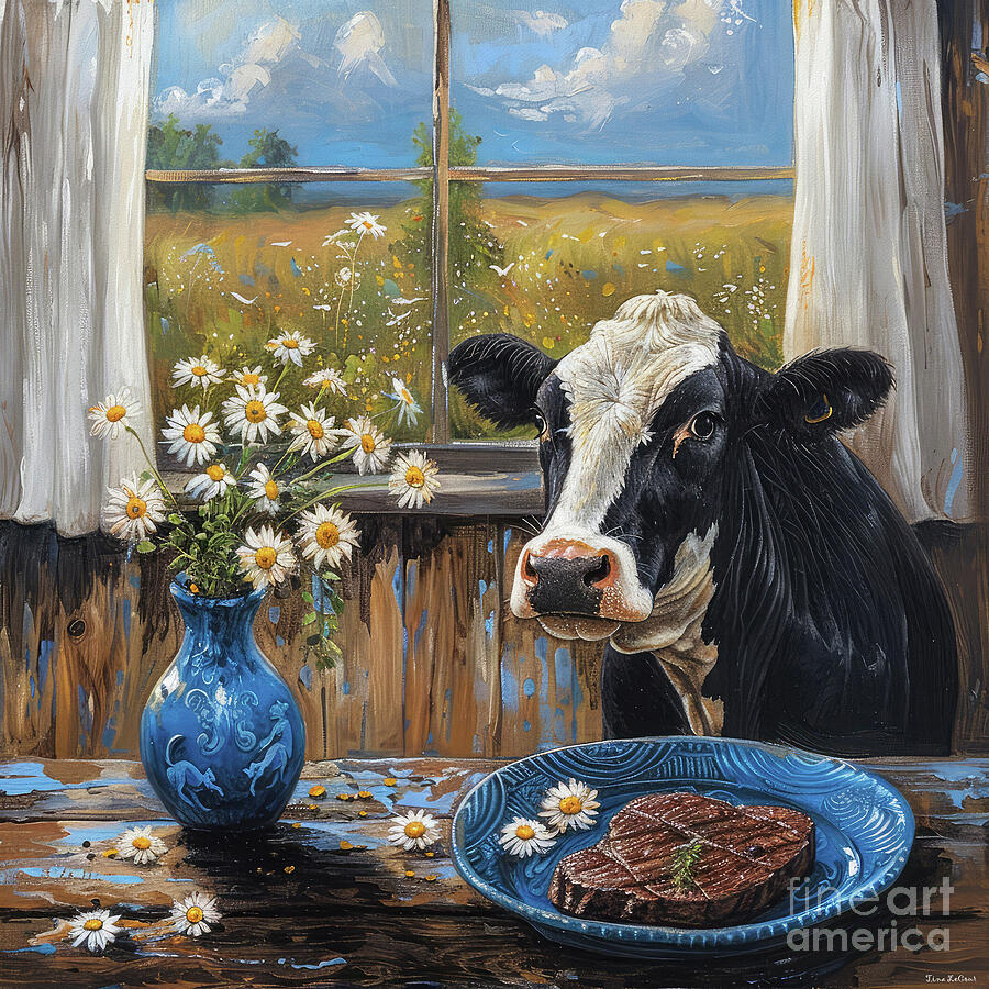 Farm Fresh Beef Painting by Tina LeCour Farm Fresh Beef Painting by Tina LeCour