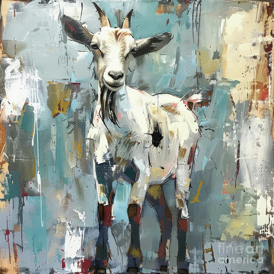 Abstract Painting - Farm Goat by Tina LeCour