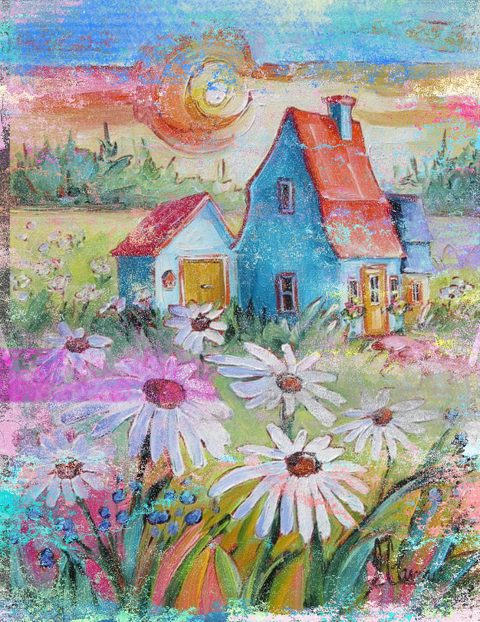 Farm house and flowers Digital Art by Julie Sachse - Fine Art America