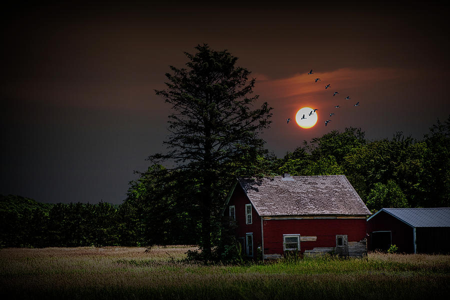 Farm House in the Moonlight Photograph by Randall Nyhof - Fine Art America