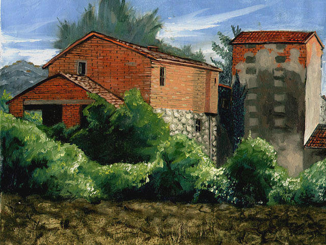 Farm house in Unbria Italy Painting by John Barrows Farm house in Unbria Italy Painting by John Barrows