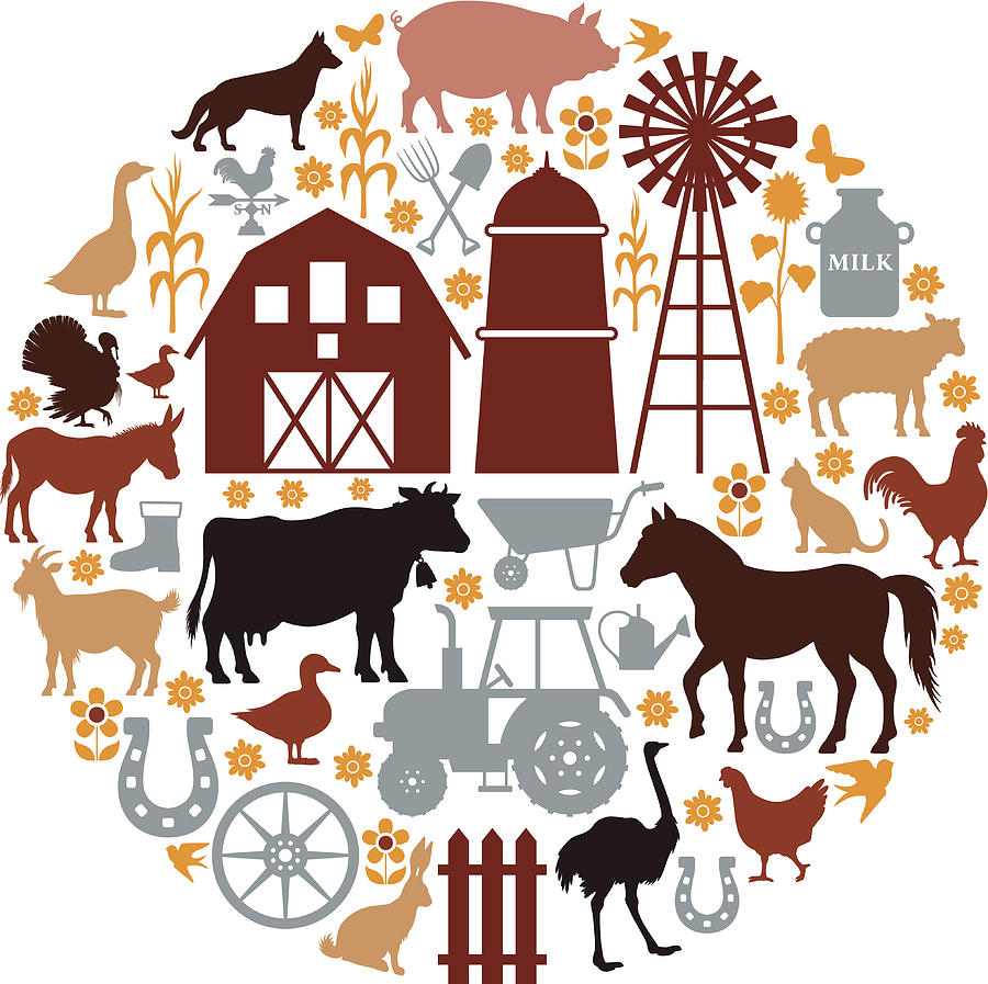 Farm Icons Composition Drawing by AlonzoDesign