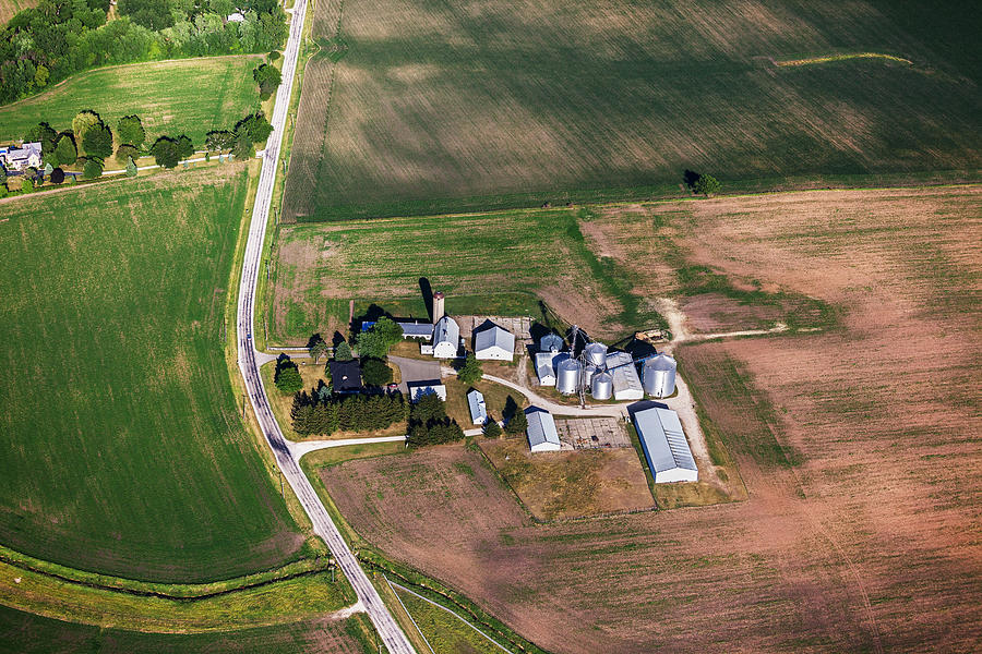 Farm in Northern Illinois, from above Photograph by Stevegeer