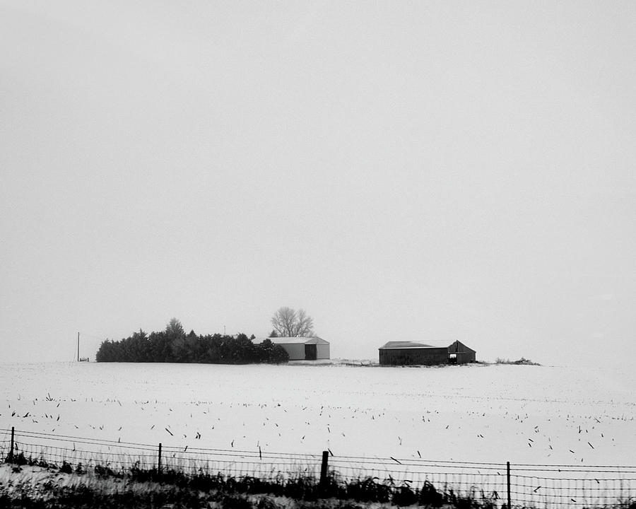 Farm In Snowy Field Photograph