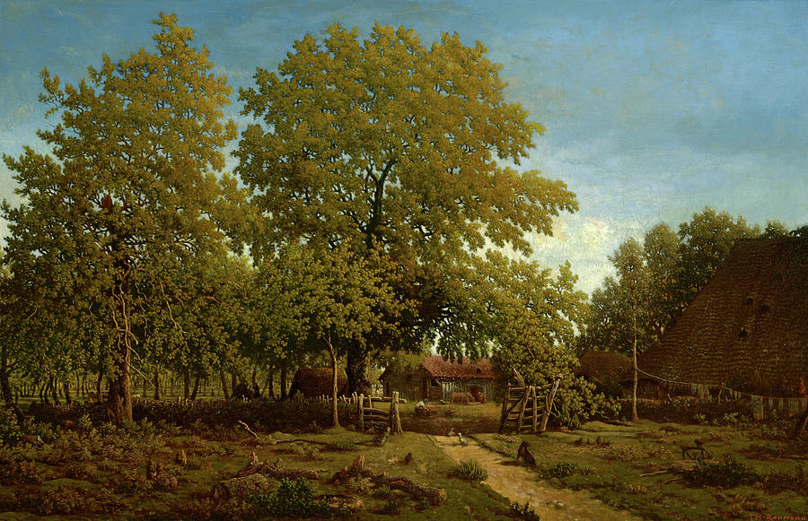 Theodore Rousseau Painting - Farm In The Landes, 1867 by Theodore Rousseau Theodore Rousseau Painting - Farm In The Landes, 1867 by Theodore Rousseau