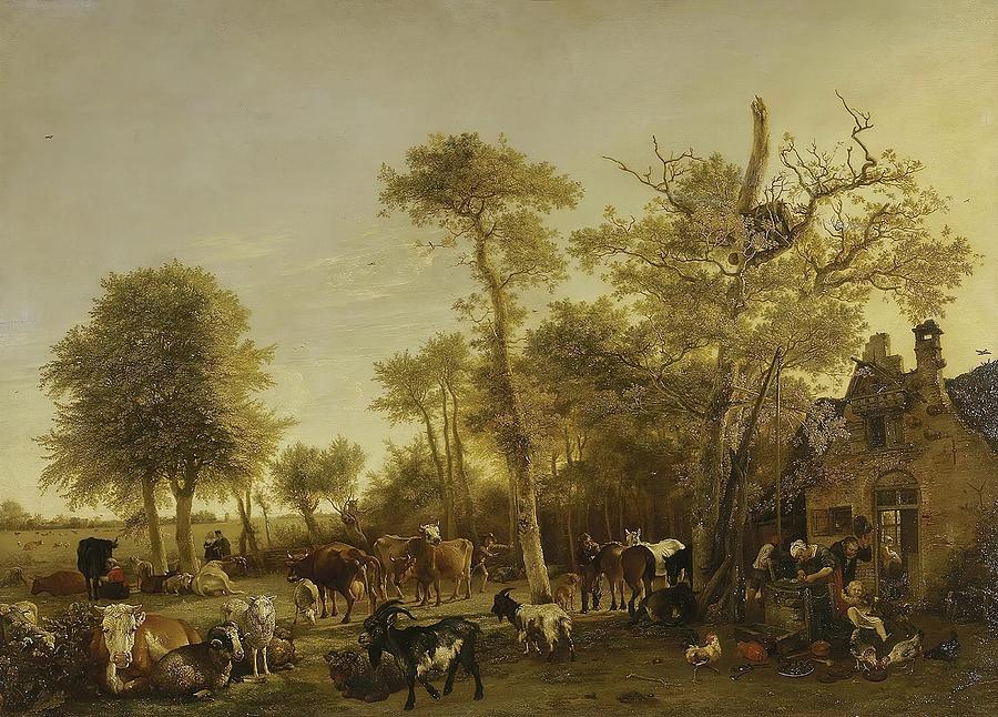 Farm. Painting by Paulus Potter -1625-1654-