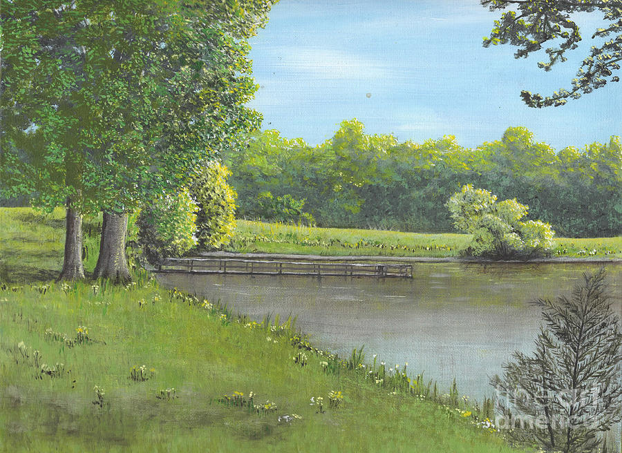 Farm Pond Painting by J L Collins