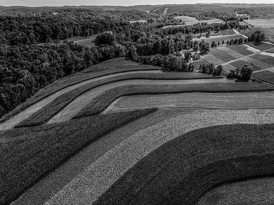 Farm Shapes In PA  BW Photograph by Susan Candelario