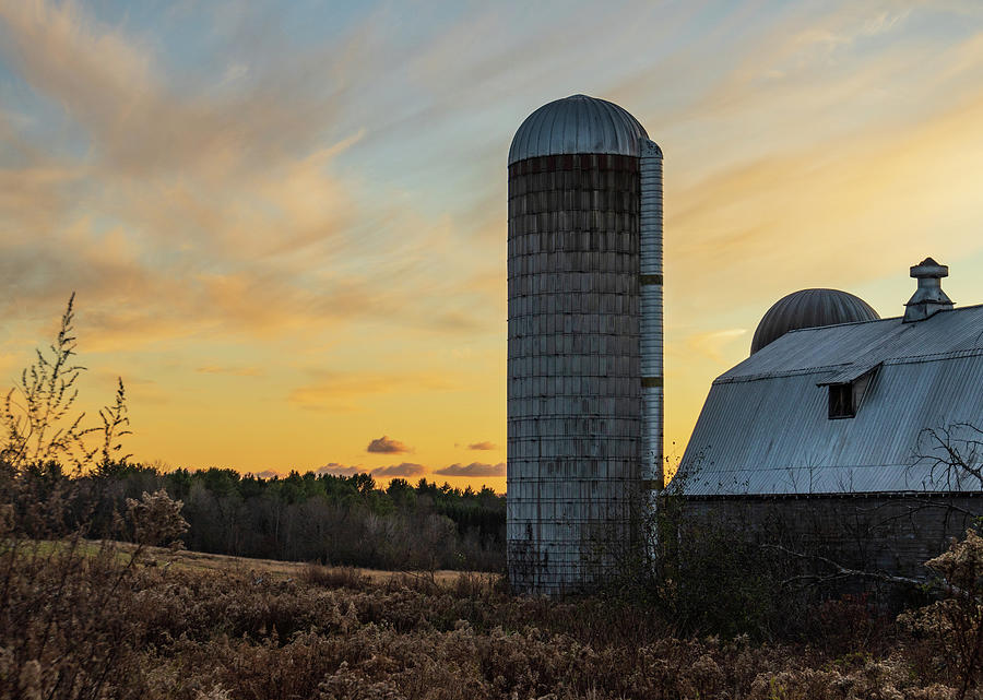  farm silos and barn in rural Vermont Photograph by Ann Moore