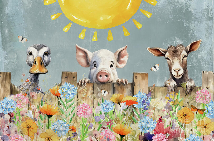 Farm Sweet Farm Animals Painting by Tina LeCour Farm Sweet Farm Animals Painting by Tina LeCour