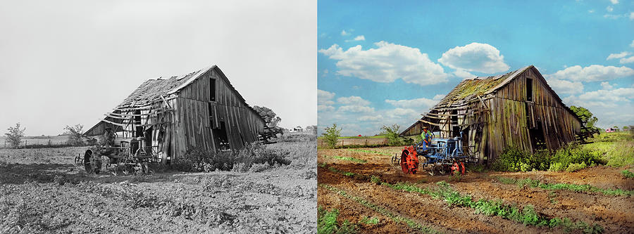 Farm - Tractor - Broken but still useful 1939 - Side by Side Photograph by Mike Savad