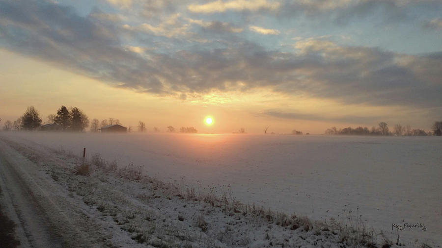 Farm Winter Snow Sunrise Photograph by Ken Figurski - Fine Art America