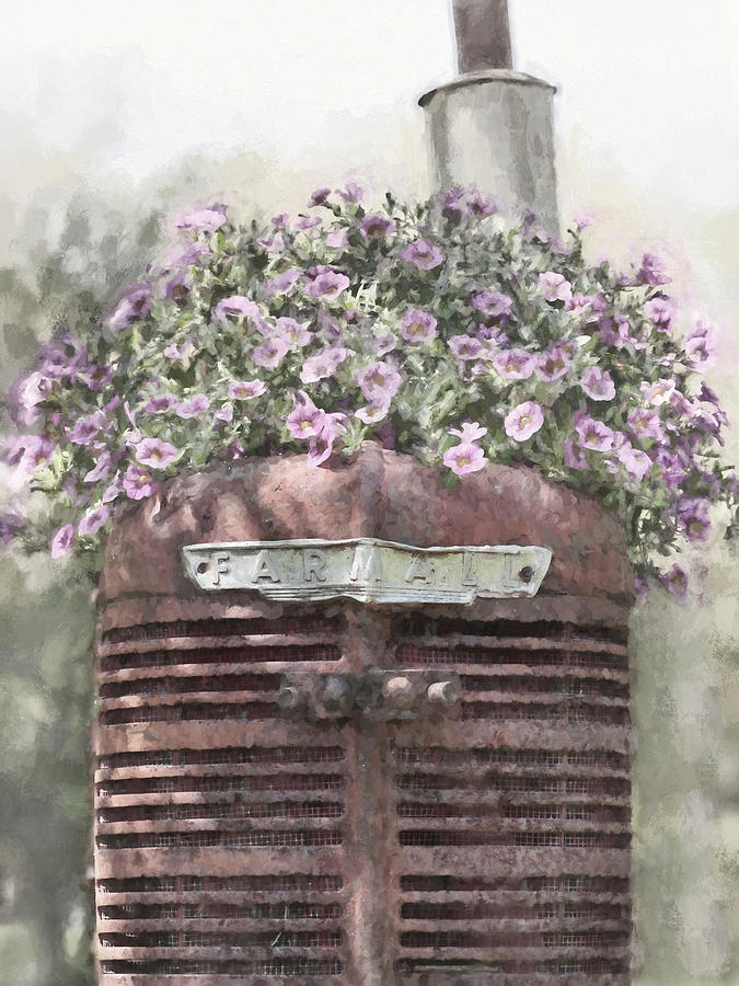 Farmall with Flowers Mixed Media by Lori Deiter