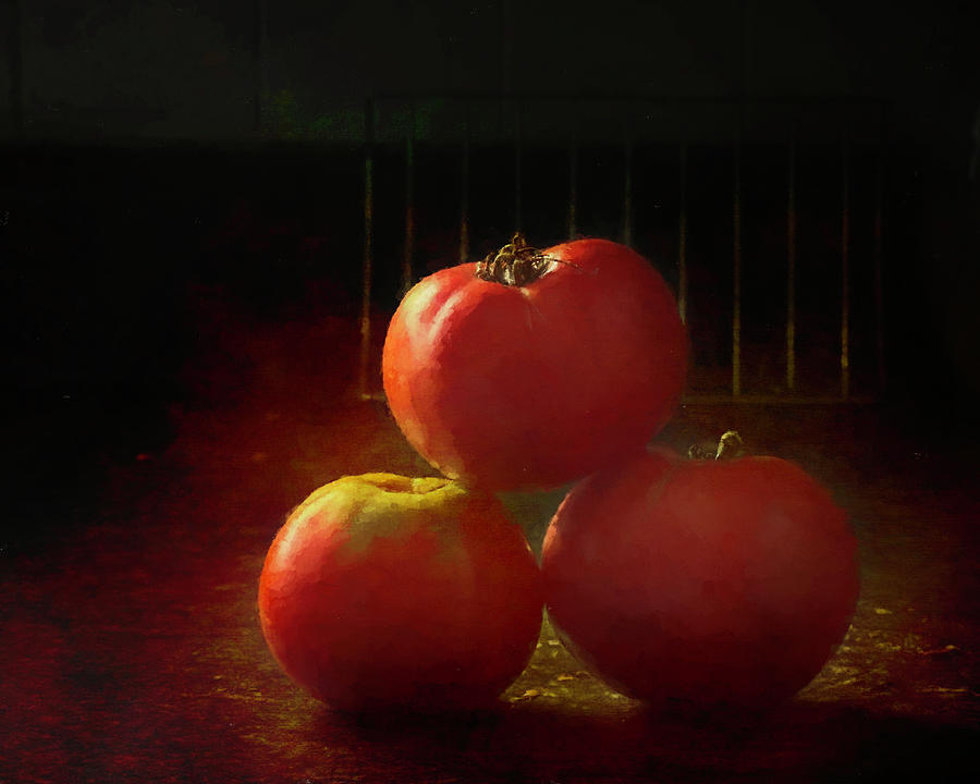 Farmer Market Tomatoes Still Life Food Art Mixed Media by Ann Powell