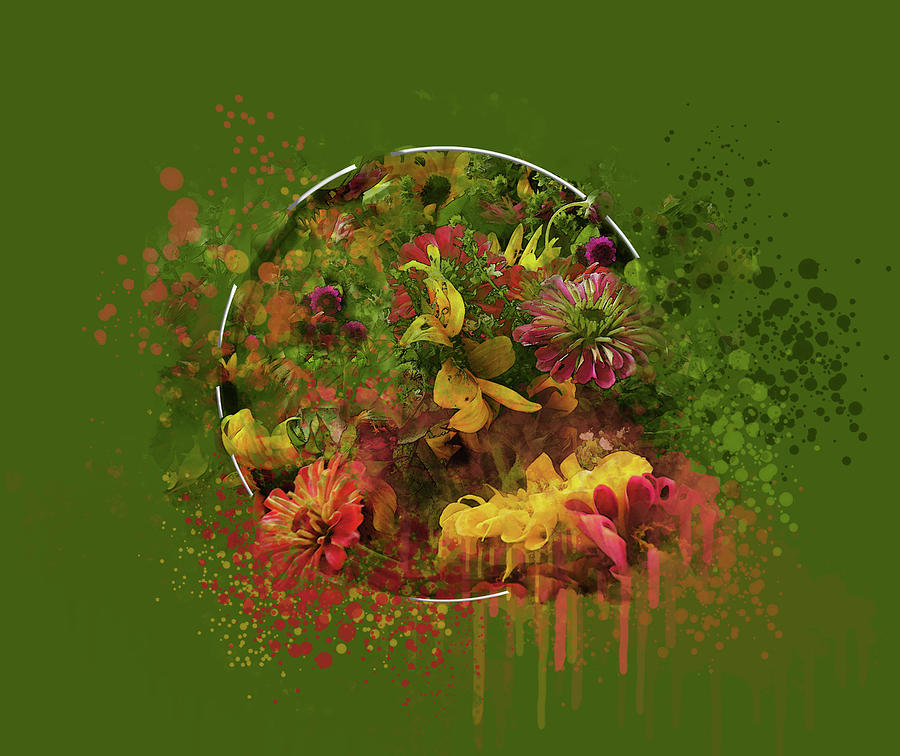 Farmers Market Flower Bucket Digital Art by Julie Rodriguez Jones