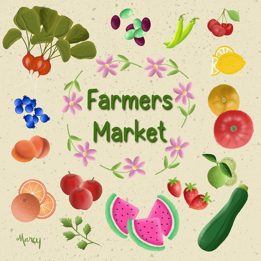 Farmers Market Digital Art by Marcy Brennan