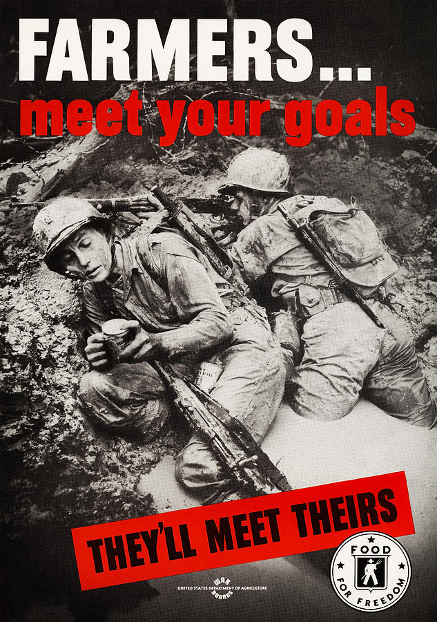 Farmers Meet Your Goals - Food For Freedom - WW2 Mixed Media by War Is Hell Store