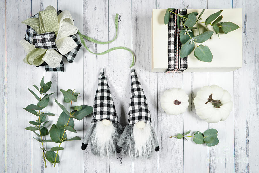 Farmhouse aesthetic creative composition background top view flatlay. Photograph by Milleflore Images
