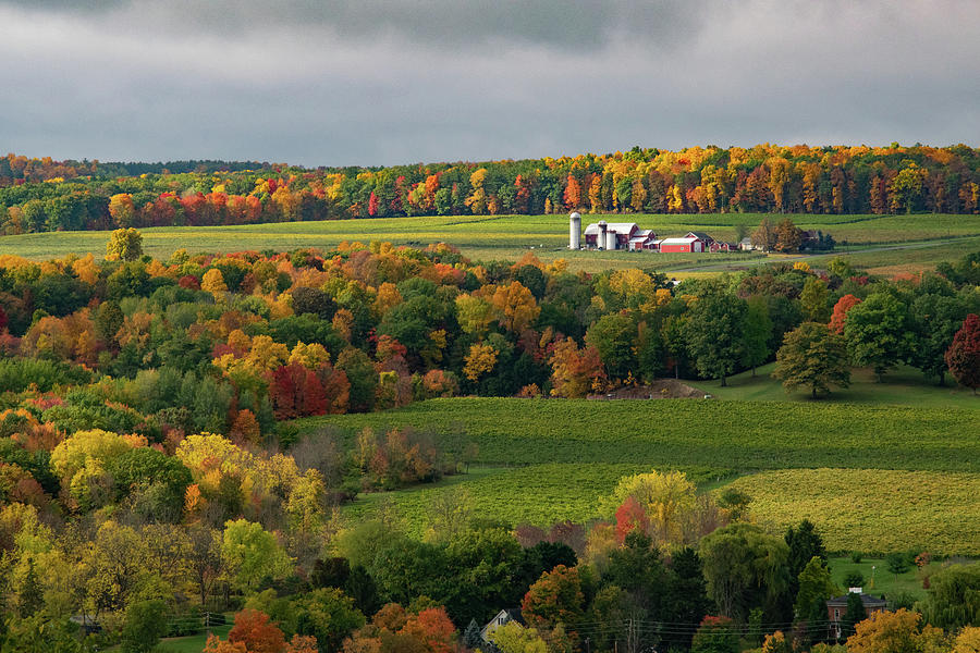 Farmhouse Among the Autumn Colors Photograph by Nicole Lloyd