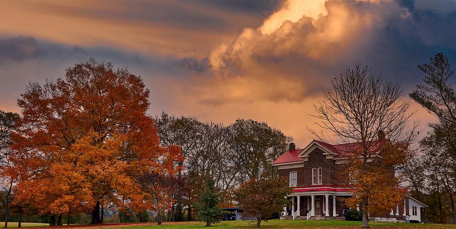 Fall Photograph - Farmhouse at Sunset - Autumn in Tennessee by Mountain Dreams
