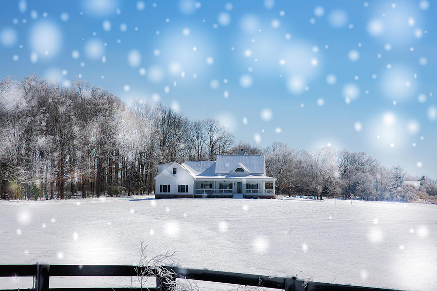 Farmhouse in the Snow Photograph by Debbie Karnes