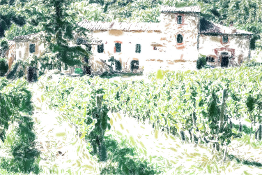 Farmhouse in Tuscany Pastel Digital Art by Alexey Stiop