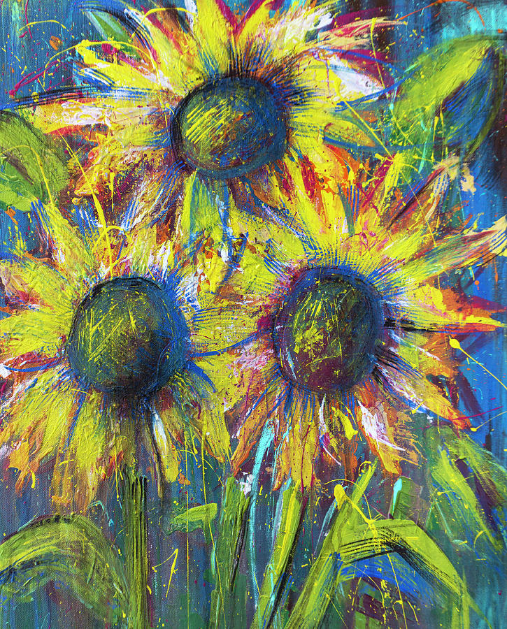 Farmhouse Sunflowers Painting by Joanne Herrmann