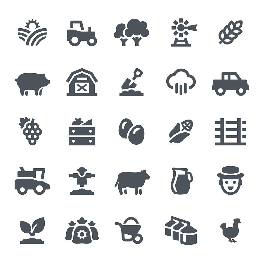 Farming and Agriculture Icons Drawing by Soulcld