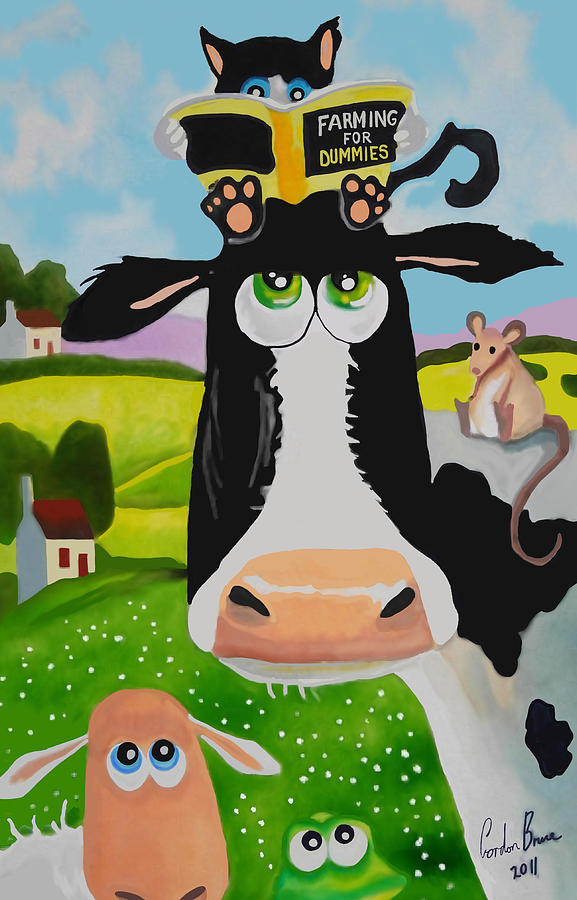 Farm Animals Painting - Farming For Dummies by Gordon Bruce