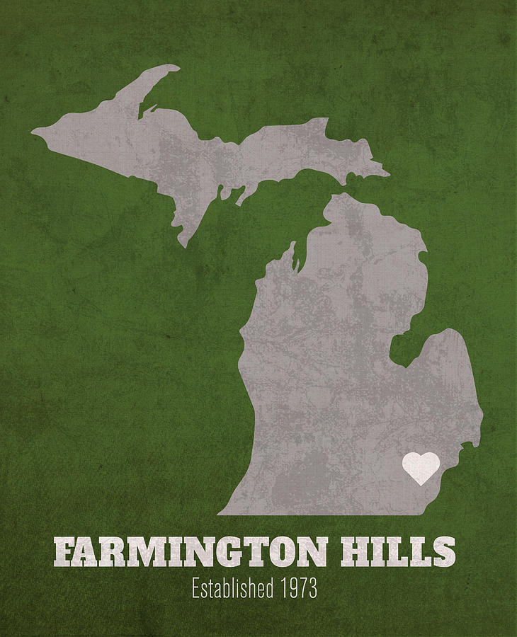 Farmington Hills Michigan City Map Founded 1973 Michigan State   Farmington Hills Michigan City Map Founded 1973 Michigan State University Color Palette Design Turnpike 