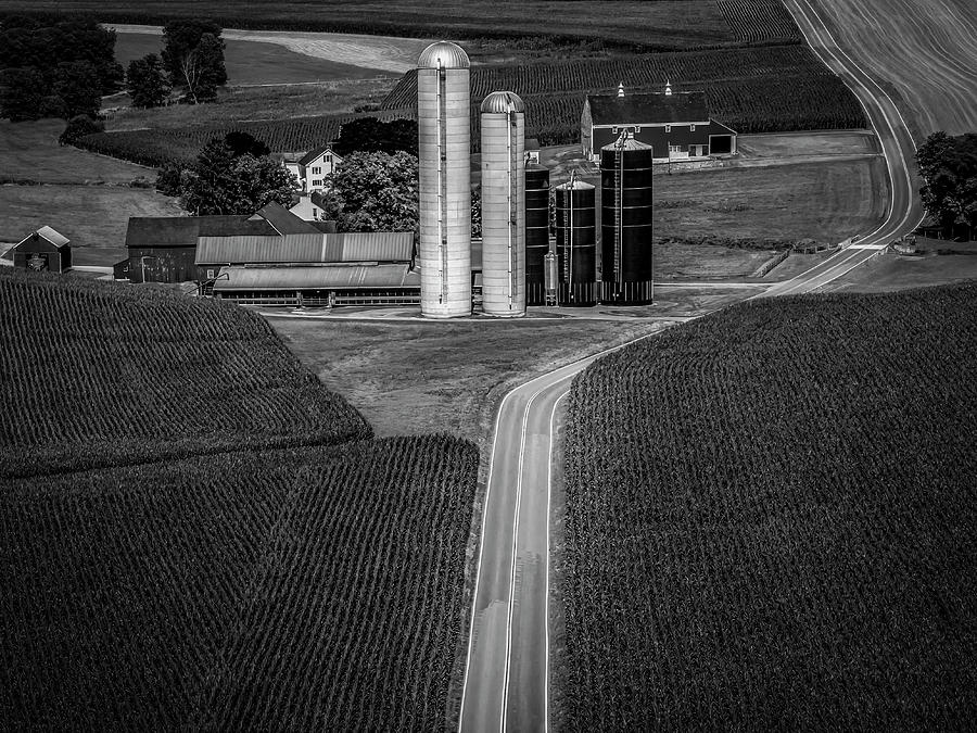 Farms Lancaster PA BW BW Photograph by Susan Candelario
