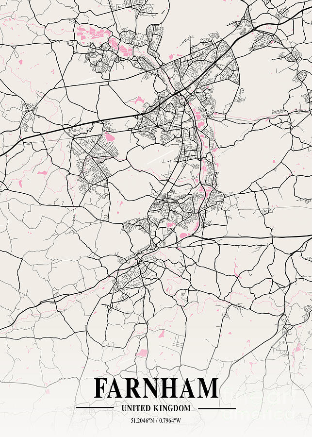 Farnham - United Kingdom Neapolitan City Map Digital Art by Tien ...