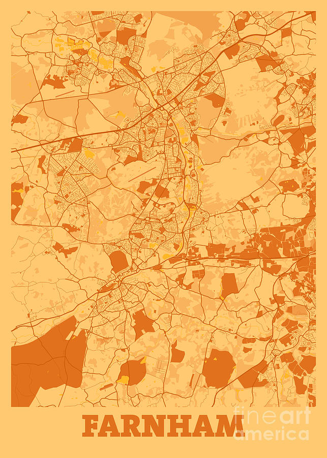 Farnham - United Kingdom Sunset City Map Digital Art by Tien Stencil