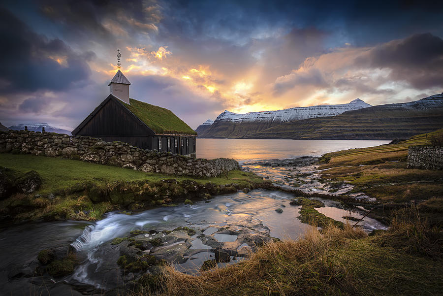 Faroe Church Sunrise Photograph by Marc Perrella