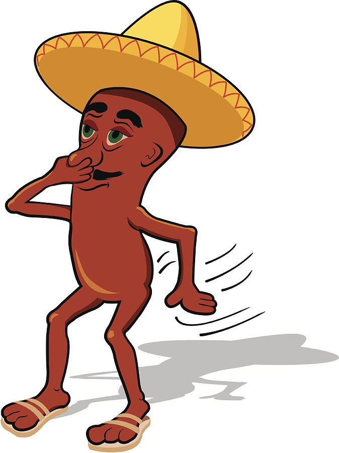 Farting Bean Character Wearing A Sombrero Drawing by Csdesigns
